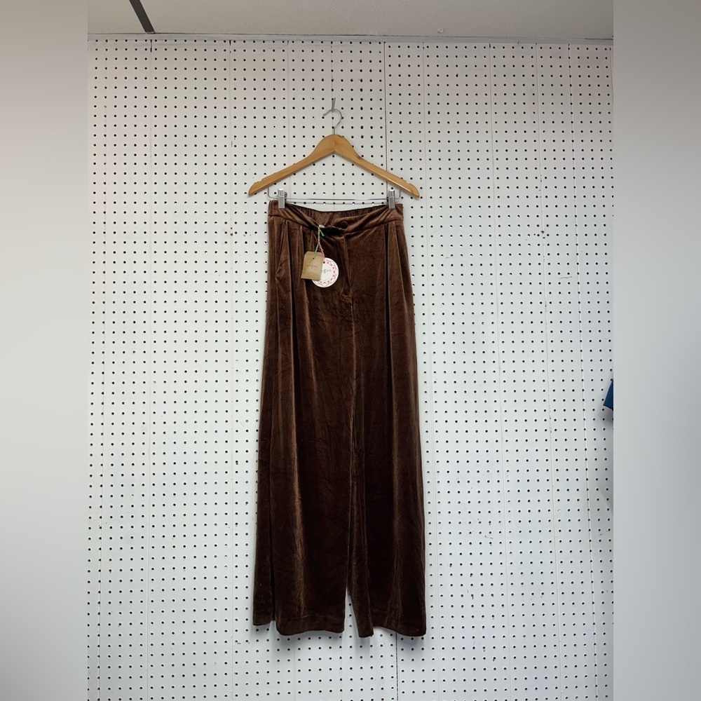 Umgee Chocolate Velvet Wide-Leg Pants - Picture 2 of 8
